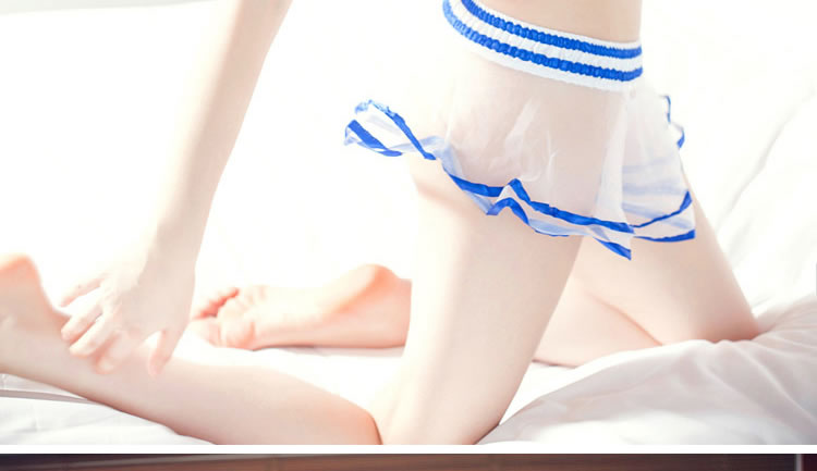 瑟蓓绮Selebritee海军风透明薄纱三点式诱惑水手服套装